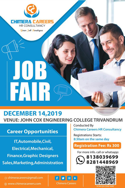 Career Opportunities….Job Fair at Trivandrum on December 14th :