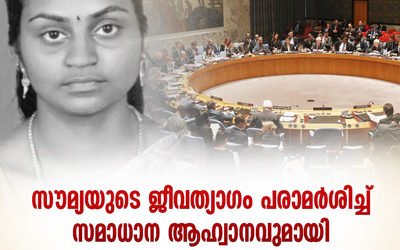 മലയാളി യുവതി സൗമ്യയുടെ ജീവത്യാഗം പരാമർശിച്ച് സമാധാന ആഹ്വാനവുമായി ഇന്ത്യ യു എൻ രക്ഷാസമിതിയിൽ