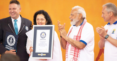 യുഎൻ ആസ്ഥാനത്ത് പ്രധാനമന്ത്രി നരേന്ദ്ര മോദി നയിച്ച യോഗചടങ്ങ് ഗിന്നസ് റെക്കോർഡിലേക്ക്:ഇരട്ടി മധുരം പോലെ ഗിന്നസ് റെക്കോർഡും: