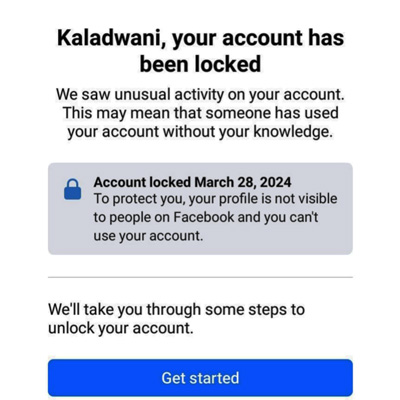 Kaladwani facebook Account Blocking :